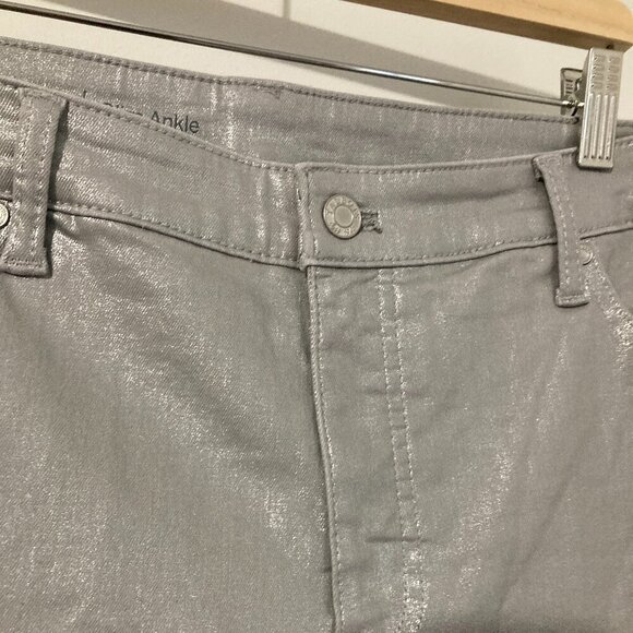 Talbots Women Size 14 Slim Grey Ankle Pant Silver Jeans Cropped Fancy Slimming - Picture 4 of 11